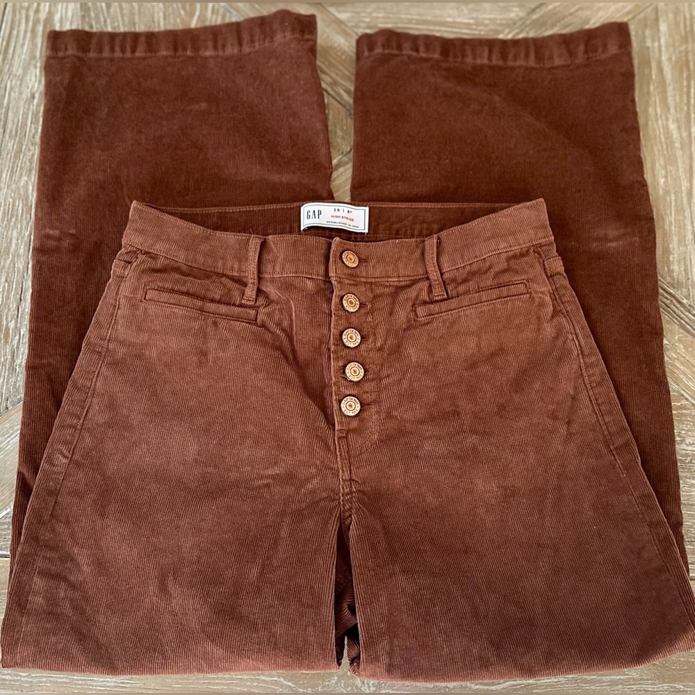 EUC Brown Corduroy High Waisted Wide Leg Pants 8 petite / 29